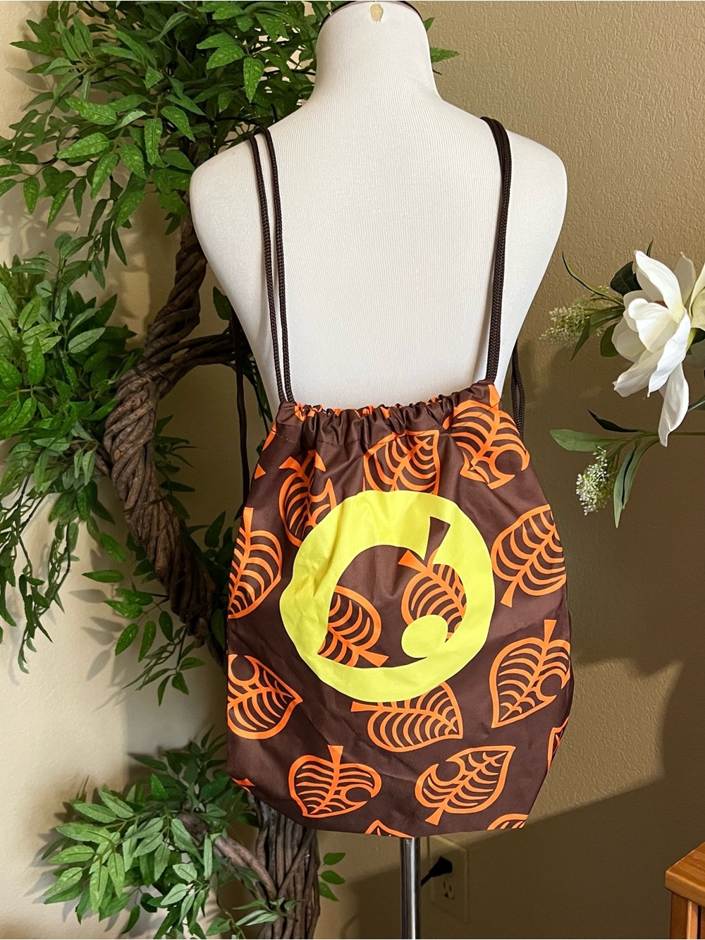 Nintendo Animal Crossing Brown Drawstring Backpack